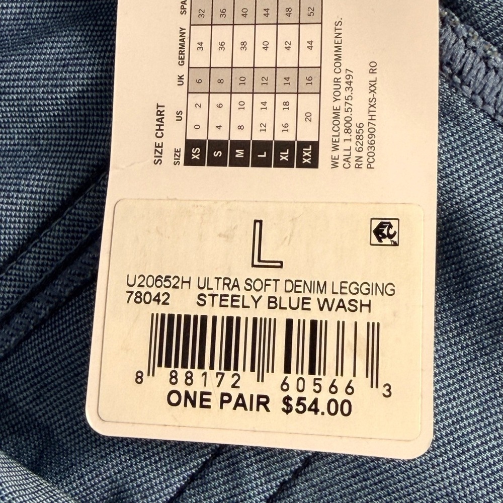 HUE Ultra Soft Denim Legging U20652H Womens Large Steely Blue Wash NWT - Picture 8 of 10